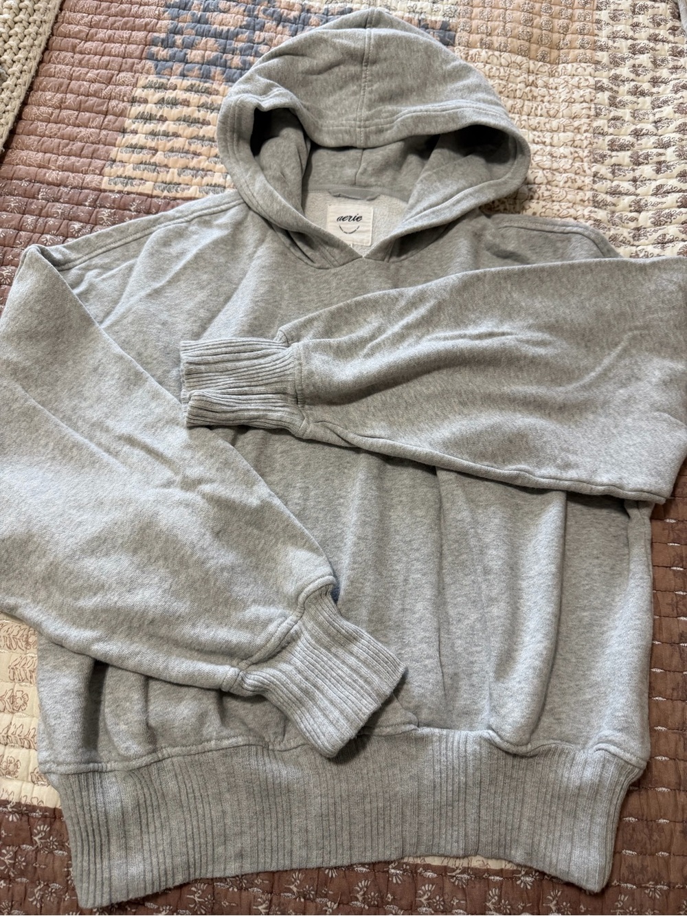 Aerie Light Gray Pullover Hoodie